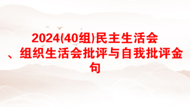 2024(40组)民主生活会、组织生活会批评与自我批评金句