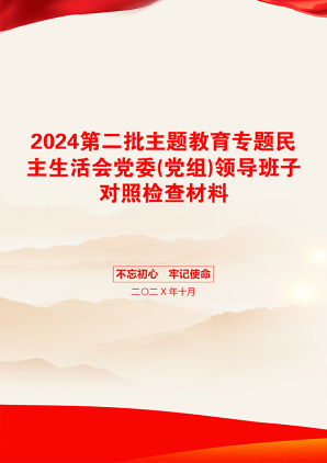 2024第二批主题教育专题民主生活会党委(党组)领导班子对照检查材料