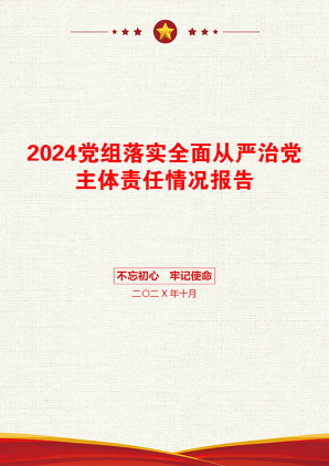 2024党组落实全面从严治党主体责任情况报告