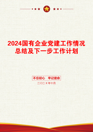 2024国有企业党建工作情况总结及下一步工作计划