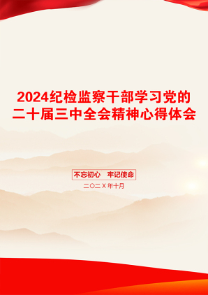 2024纪检监察干部学习党的二十届三中全会精神心得体会