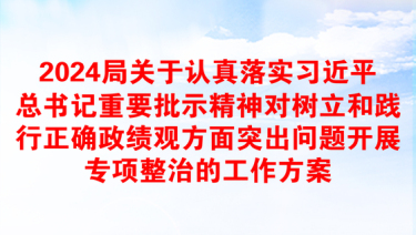 2024局关于认真落实习近平总书记重要批示精神对树立和践行正确政绩观方面突出问题开展专项整治的工作方案