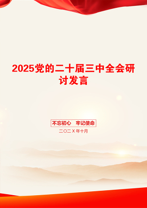 2025党的二十届三中全会研讨发言