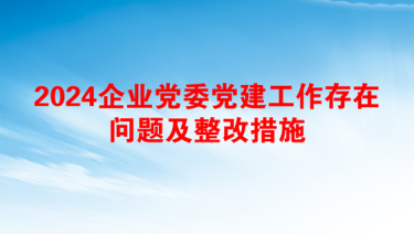 2024企业党委党建工作存在问题及整改措施