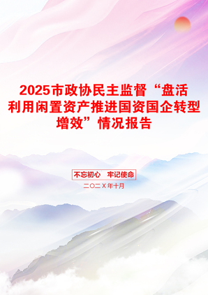 2025市政协民主监督“盘活利用闲置资产推进国资国企转型增效”情况报告