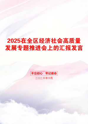 2025在全区经济社会高质量发展专题推进会上的汇报发言