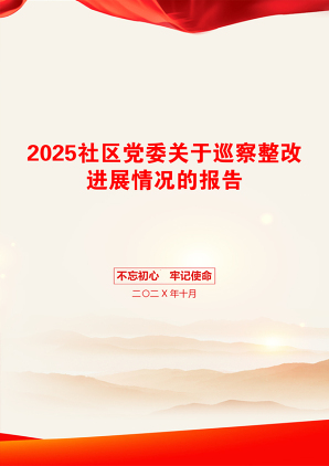 2025社区党委关于巡察整改进展情况的报告