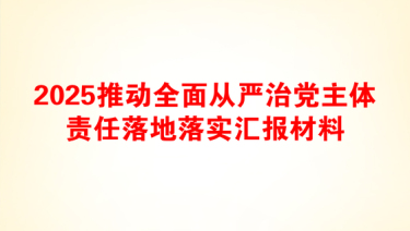 2025推动全面从严治党主体责任落地落实汇报材料