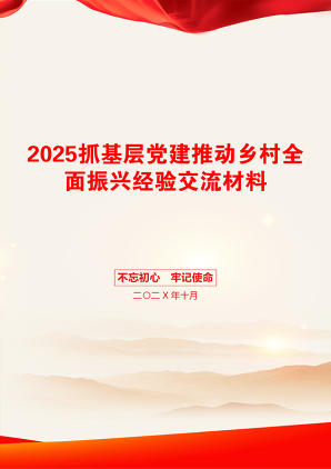 2025抓基层党建推动乡村全面振兴经验交流材料