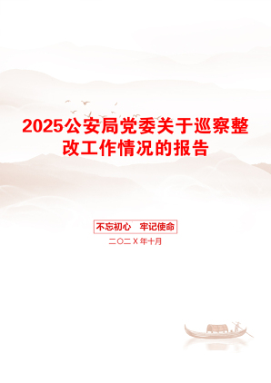 2025公安局党委关于巡察整改工作情况的报告