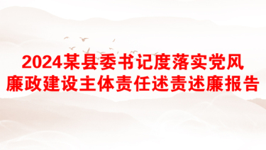 2024某县委书记度落实党风廉政建设主体责任述责述廉报告