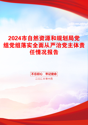 2024市自然资源和规划局党组党组落实全面从严治党主体责任情况报告