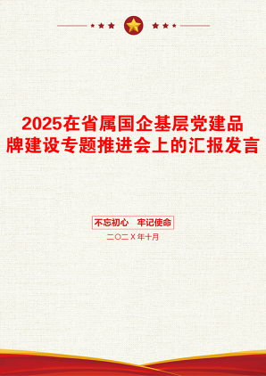 2025在省属国企基层党建品牌建设专题推进会上的汇报发言