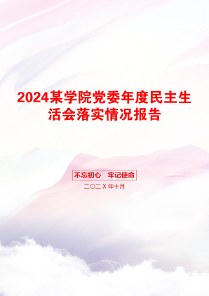 2024某学院党委年度民主生活会落实情况报告