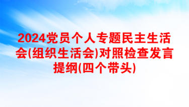 2024党员个人专题民主生活会(组织生活会)对照检查发言提纲(四个带头)