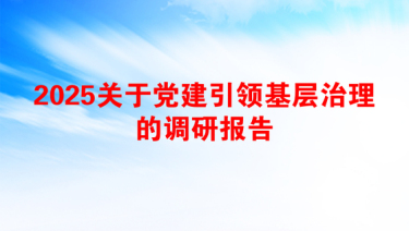 2025关于党建引领基层治理的调研报告