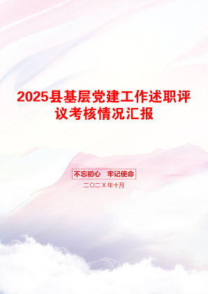 2025县基层党建工作述职评议考核情况汇报