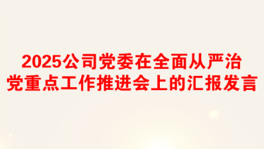 2025公司党委在全面从严治党重点工作推进会上的汇报发言