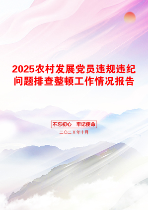 2025农村发展党员违规违纪问题排查整顿工作情况报告