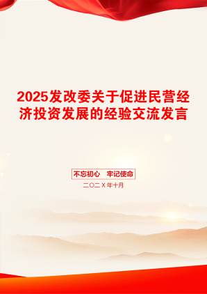 2025发改委关于促进民营经济投资发展的经验交流发言