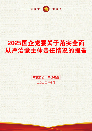 2025国企党委关于落实全面从严治党主体责任情况的报告