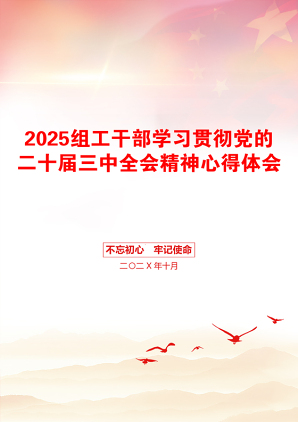 2025组工干部学习贯彻党的二十届三中全会精神心得体会