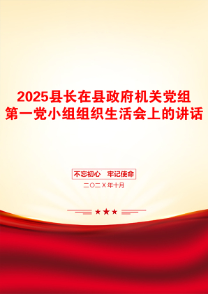 2025县长在县政府机关党组第一党小组组织生活会上的讲话