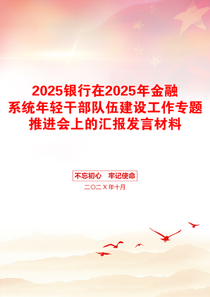 2025银行在2025年金融系统年轻干部队伍建设工作专题推进会上的汇报发言材料