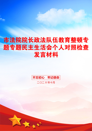 市法院院长政法队伍教育整顿专题专题民主生活会个人对照检查发言材料