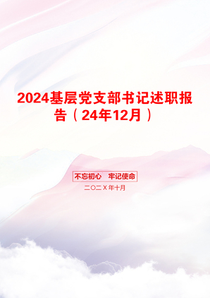 2024基层党支部书记述职报告（24年12月）