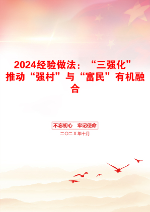 2024经验做法：“三强化”推动“强村”与“富民”有机融合