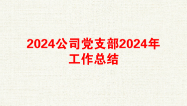 2024公司党支部2024年工作总结