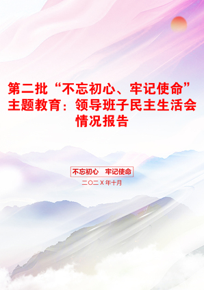 第二批“不忘初心、牢记使命”主题教育：领导班子民主生活会情况报告