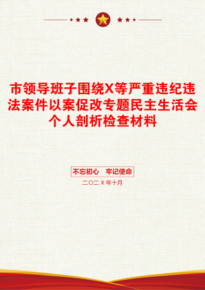 市领导班子围绕X等严重违纪违法案件以案促改专题民主生活会个人剖析检查材料