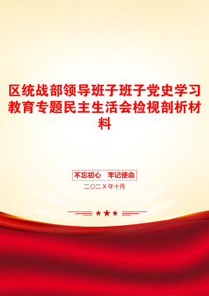 区统战部领导班子班子党史学习教育专题民主生活会检视剖析材料