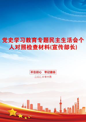 党史学习教育专题民主生活会个人对照检查材料(宣传部长)