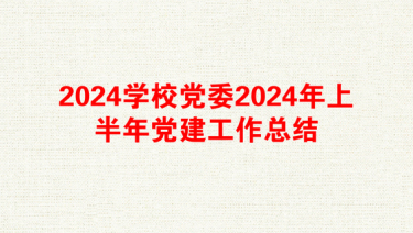 2024学校党委2024年上半年党建工作总结