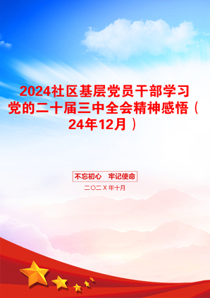 2024社区基层党员干部学习党的二十届三中全会精神感悟（24年12月）