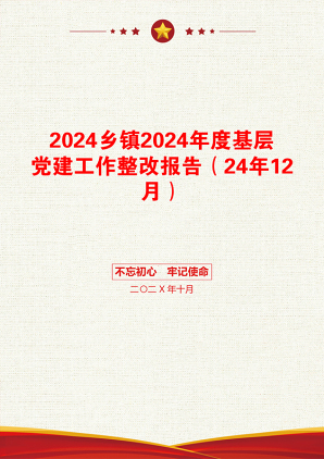 2024乡镇2024年度基层党建工作整改报告（24年12月）