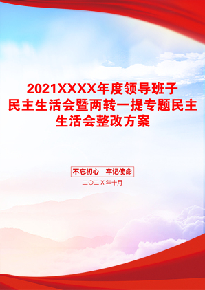 XXXX年度领导班子民主生活会暨两转一提专题民主生活会整改方案