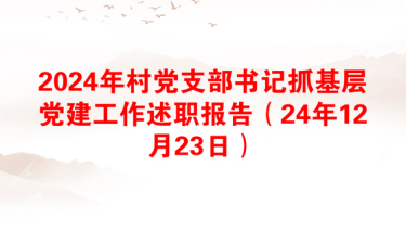 2024年村党支部书记抓基层党建工作述职报告（24年12月23日）