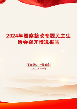 2024年巡察整改专题民主生活会召开情况报告