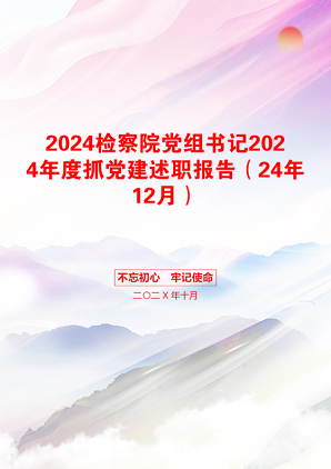 2024检察院党组书记2024年度抓党建述职报告（24年12月）