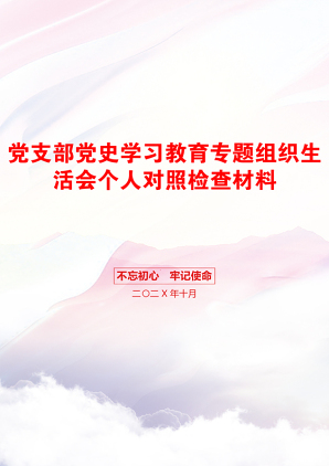 党支部党史学习教育专题组织生活会个人对照检查材料