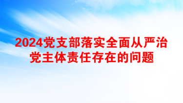 2024党支部落实全面从严治党主体责任存在的问题