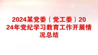 2024某党委（党工委）2024年党纪学习教育工作开展情况总结