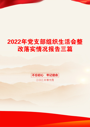 2022年党支部组织生活会整改落实情况报告三篇