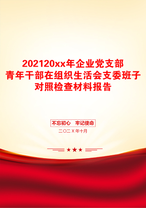 20xx年企业党支部青年干部在组织生活会支委班子对照检查材料报告