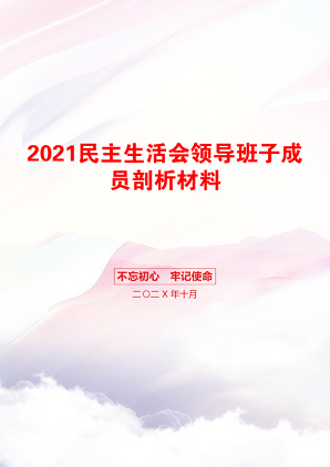 民主生活会领导班子成员剖析材料