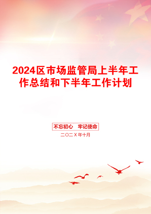 2024区市场监管局上半年工作总结和下半年工作计划